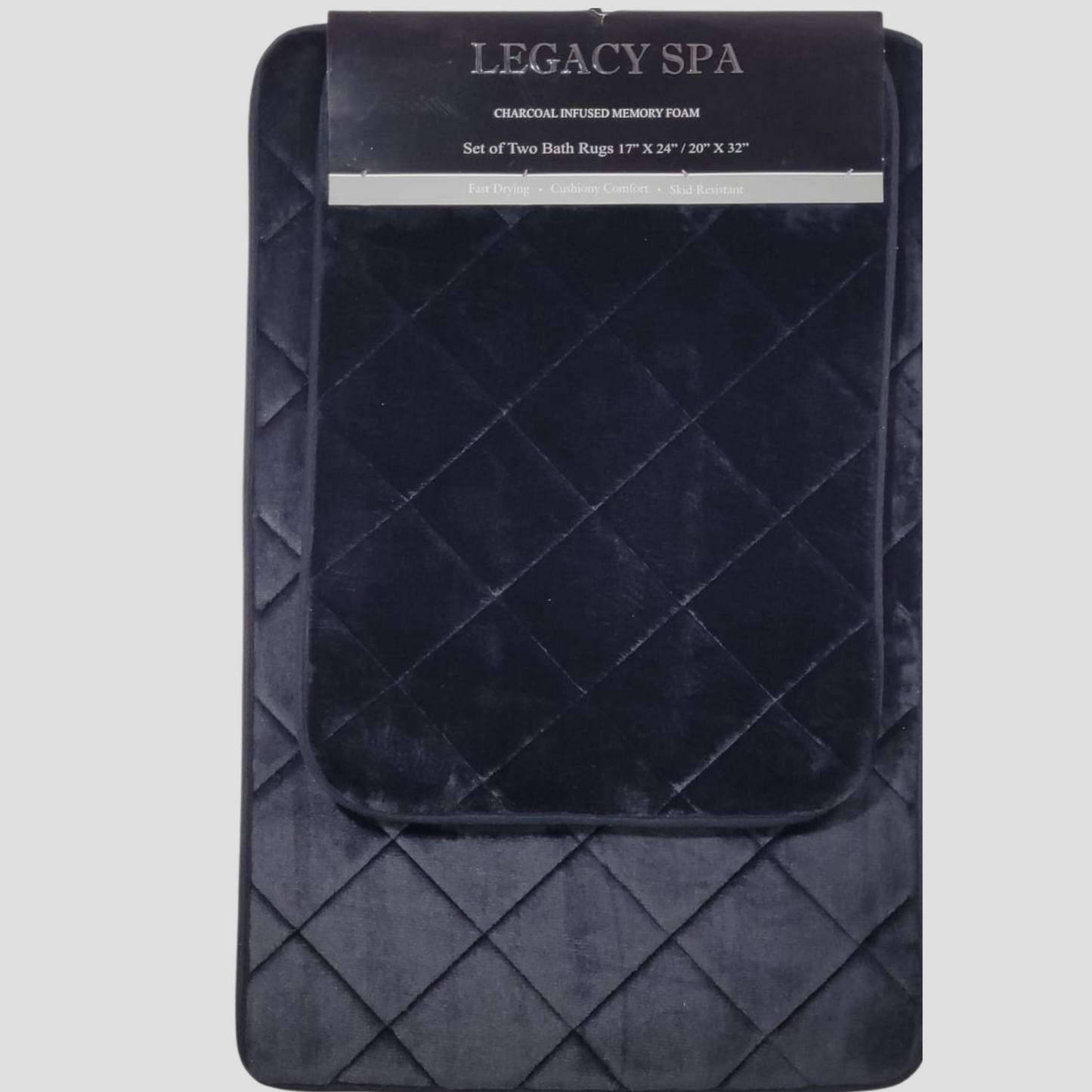 LEGACY SPA Charcoal Infused Memory Foam Set of Two Bath Rugs