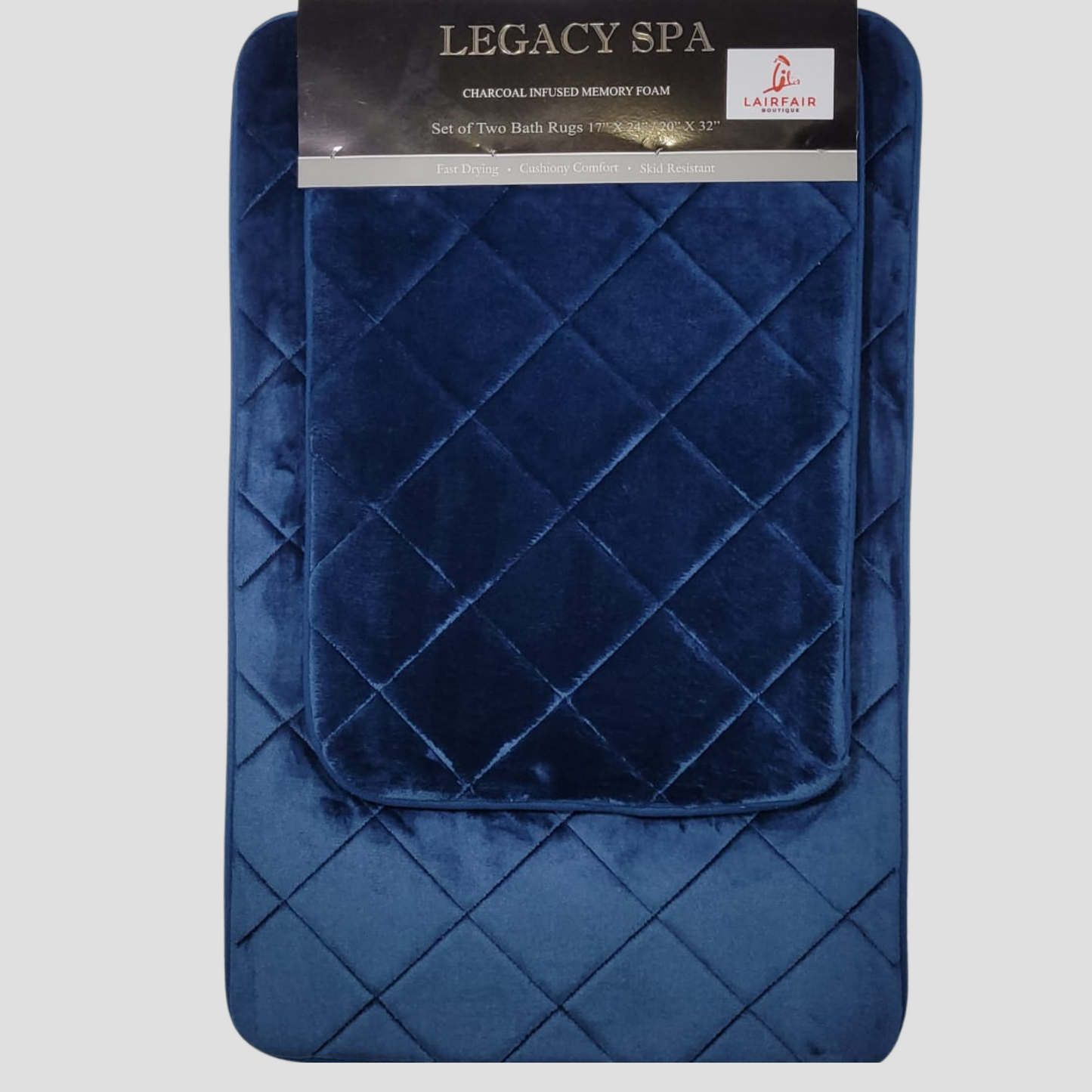 LEGACY SPA Charcoal Infused Memory Foam Set of Two Bath Rugs