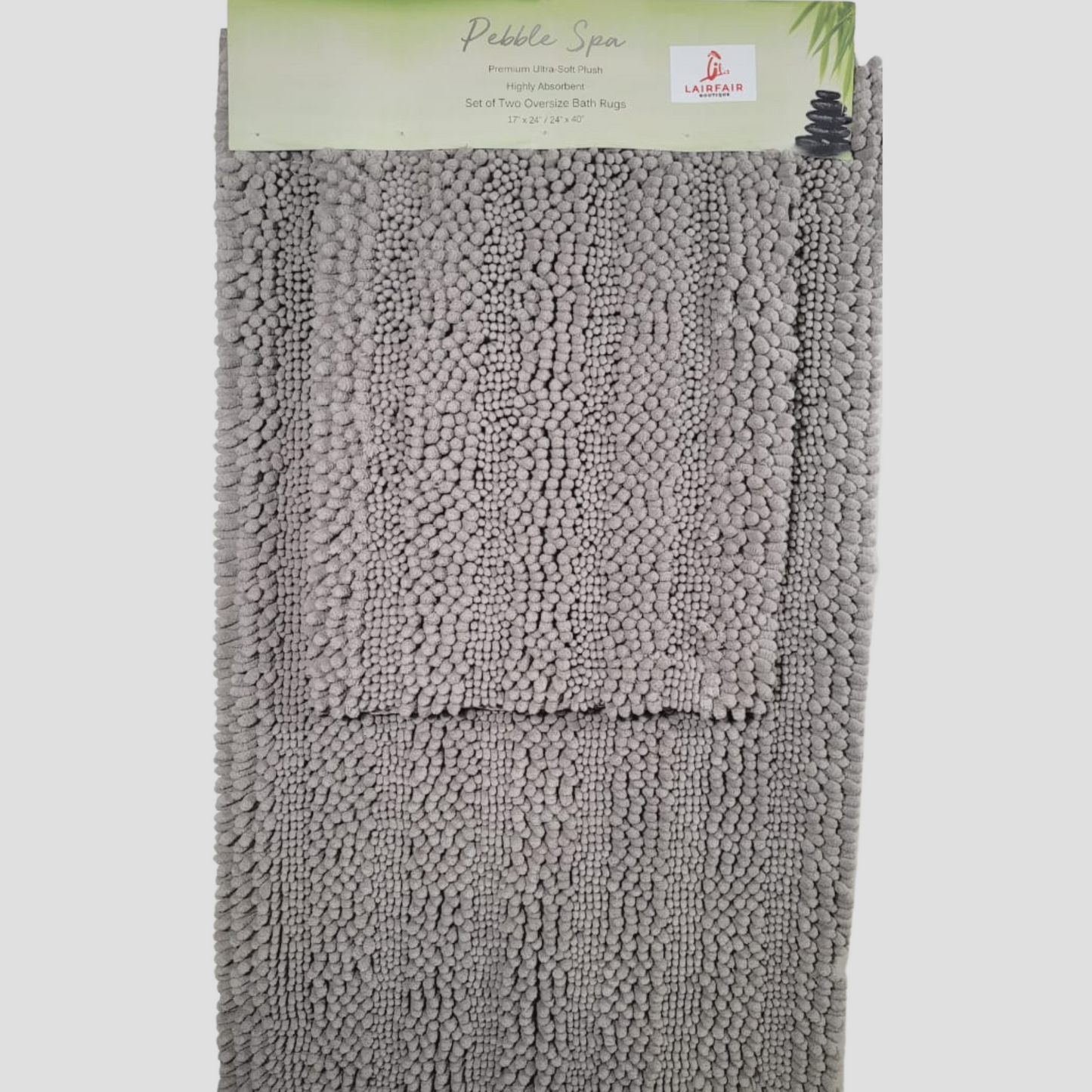 PEBBLE SPA Highly Absorbent Set of Two Oversize Bath Rugs